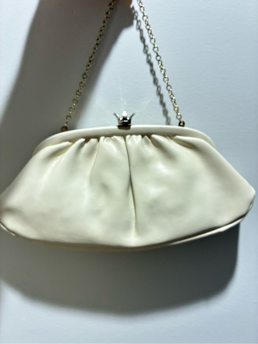 Vintage 50s 60s Cream Off-White Evening Clutch Bag